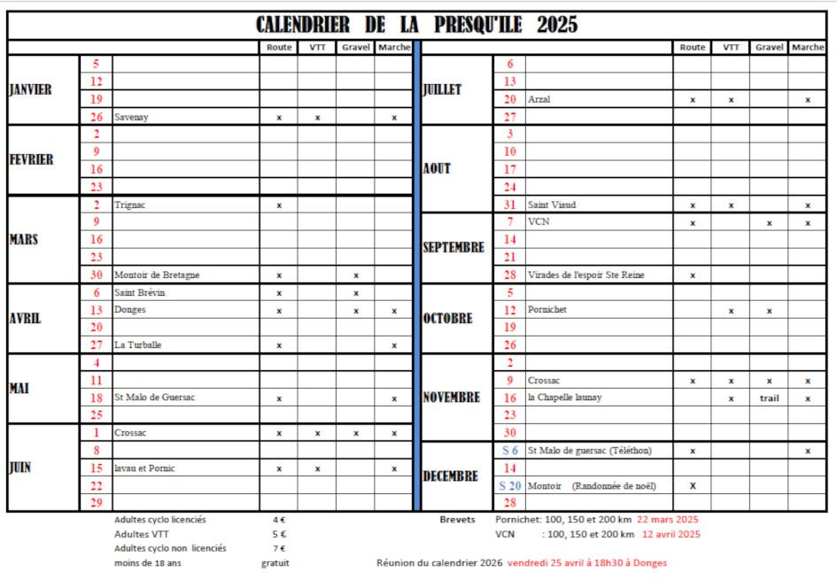 Calendrier presquile